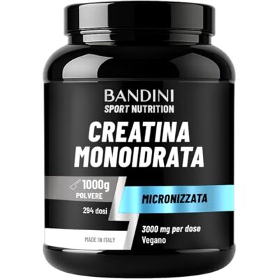BANDINI ® Creatina Monoidrata 1kg/1000g in Polvere Pura e Vegana al 100% Integratore Alimentare per Palestra, Sport, Fitness e Pre Workout A base di Creatine Monoidrato Creatina Micronizzata BANDINI ® Creatina Monoidrata 1kg/1000g in Polvere Pura e Vegana al 100% Integratore Alimentare per Palestra, Sport, Fitness e Pre Workout A base di Creatine Monoidrato Creatina Micronizzata