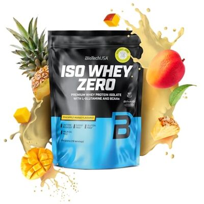 BioTechUSA Iso Whey Zero isolato di siero ad alto contenuto proteico Con BCAA e glutammina A ridotto contenuto di lattosio 21 g di proteine per porzione 454 g, Ananas e Mango BioTechUSA Iso Whey Zero isolato di siero ad alto contenuto proteico Con BCAA e glutammina A ridotto contenuto di lattosio 21 g di proteine per porzione 454 g, Ananas e Mango