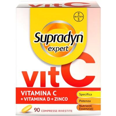 Supradyn Expert Vitamina C 1000 mg, D, Zinco, Sistema immunitario, 90 cpr Integratore Difese Immunitarie Adulti 18+, Vitamina C Alto Dosaggio, Metabolismo Energetico, 1 al Giorno, Scorta 3 Mesi Supradyn Expert Vitamina C 1000 mg, D, Zinco, Sistema immunitario, 90 cpr Integratore Difese Immunitarie Adulti 18+, Vitamina C Alto Dosaggio, Metabolismo Energetico, 1 al Giorno, Scorta 3 Mesi