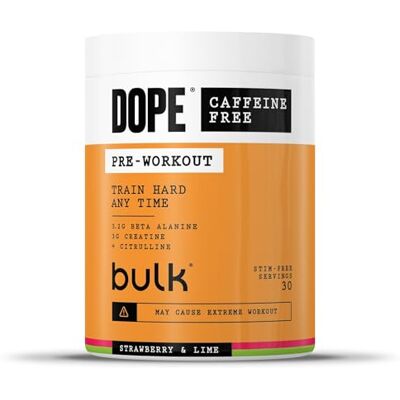 Bulk Dope Polvere Pre-Workout Senza Caffeina Strawberry Lime 510g 30 Porzioni Senza Stimolanti 3,2g Beta Alanina 3g Creatina Miscela Citrullina AAKG Vitamina B6 Potenza, Resistenza Bulk Dope Polvere Pre-Workout Senza Caffeina Strawberry Lime 510g 30 Porzioni Senza Stimolanti 3,2g Beta Alanina 3g Creatina Miscela Citrullina AAKG Vitamina B6 Potenza, Resistenza