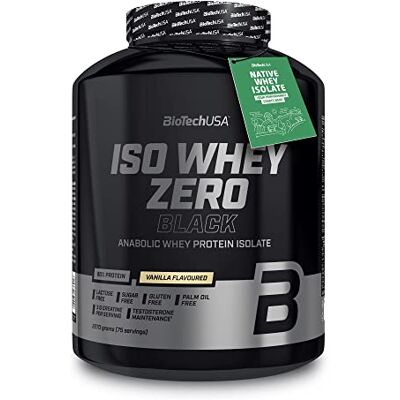 BioTechUSA Iso Whey Zero Black Proteine con Creatina, Zinco, Vitamina B3 e Aminoacidi 90% di Proteine Senza Zucchero, Senza Lattosio, Senza Glutine, 2.27 kg, Vaniglia BioTechUSA Iso Whey Zero Black Proteine con Creatina, Zinco, Vitamina B3 e Aminoacidi 90% di Proteine Senza Zucchero, Senza Lattosio, Senza Glutine, 2.27 kg, Vaniglia