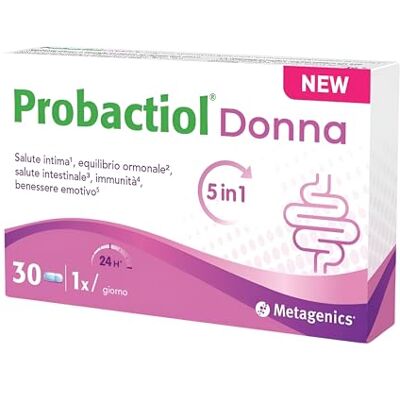 Metagenics Probactiol Donna Equilibrio Intimo Femminile 30 Capsule Probiotico specifico con ceppi selezionati per favorire l'equilibrio della flora batterica intestinale e vaginale. Metagenics Probactiol Donna Equilibrio Intimo Femminile 30 Capsule Probiotico specifico con ceppi selezionati per favorire l'equilibrio della flora batterica intestinale e vaginale.