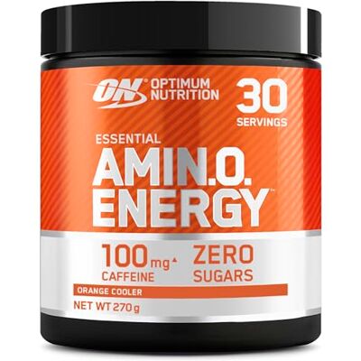 Optimum Nutrition Amino Energy, Integratore Pre-Allenamento in Polvere con Aminoacidi, BCAA, L-Glutammina e L-Leucina, Energy Drink con Vitamina C e Caffeina, Gusto Orange Cooler, 30 Porzioni, 270 g Optimum Nutrition Amino Energy, Integratore Pre-Allenamento in Polvere con Aminoacidi, BCAA, L-Glutammina e L-Leucina, Energy Drink con Vitamina C e Caffeina, Gusto Orange Cooler, 30 Porzioni, 270 g