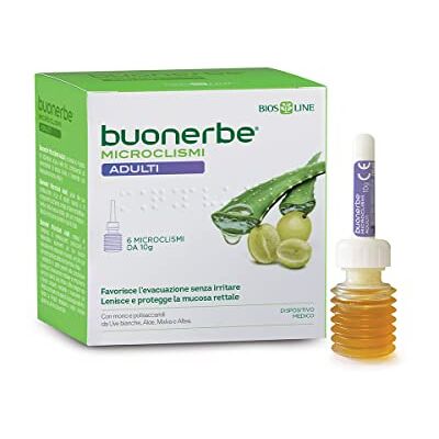Bios Line Buonerbe Microclismi Dispositivo Medico CE per Adulti, 6 Microclismi da 10g, Favorisce l'Evacuazione senza Irritare Bios Line Buonerbe Microclismi Dispositivo Medico CE per Adulti, 6 Microclismi da 10g, Favorisce l'Evacuazione senza Irritare
