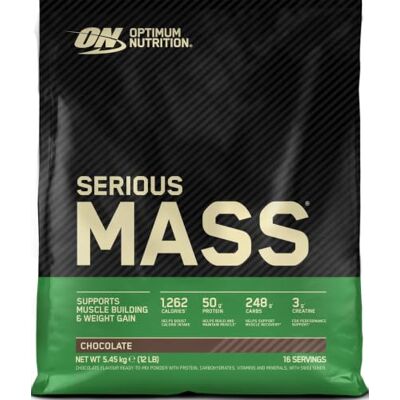 Optimum Nutrition Serious Mass Gainer Proteico in Polvere, Gusto Cioccolato, 5.45kg, 16 Porzioni Optimum Nutrition Serious Mass Gainer Proteico in Polvere, Gusto Cioccolato, 5.45kg, 16 Porzioni
