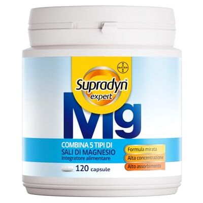 Supradyn Expert Magnesio, Completo 5 in 1, Stanchezza, Vegano, 120 Capsule Magnesio Bisglicinato, Malato, Citrato, Ascorbato e Ossido, Riduzione Affaticamento, Alta Assorbibilità, Scorta 2 Mesi Supradyn Expert Magnesio, Completo 5 in 1, Stanchezza, Vegano, 120 Capsule Magnesio Bisglicinato, Malato, Citrato, Ascorbato e Ossido, Riduzione Affaticamento, Alta Assorbibilità, Scorta 2 Mesi