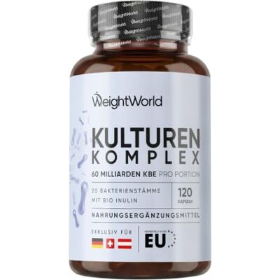 WeightWorld Fermenti Lattici Probiotici e Prebiotici, 20 Ceppi, 120 Capsule, 2 Mesi Fermenti Lattici Adulti Vegani, 60 Miliardi CFU con Lactobacillus Acidophilus e Gasseri, Inulina Bio, FOS Fruttoligosaccaridi WeightWorld Fermenti Lattici Probiotici e Prebiotici, 20 Ceppi, 120 Capsule, 2 Mesi Fermenti Lattici Adulti Vegani, 60 Miliardi CFU con Lactobacillus Acidophilus e Gasseri, Inulina Bio, FOS Fruttoligosaccaridi