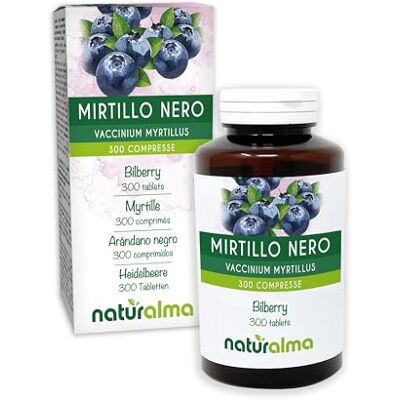 Naturalma Mirtillo nero (Vaccinium myrtillus) foglie e frutti 150 g 300 compresse Integratore alimentare Naturale e Vegano Naturalma Mirtillo nero (Vaccinium myrtillus) foglie e frutti 150 g 300 compresse Integratore alimentare Naturale e Vegano