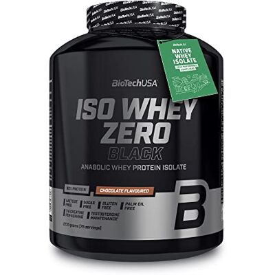 BioTechUSA Iso Whey Zero Black Proteine con Creatina, Zinco, Vitamina B3 e Aminoacidi 90% di Proteine Senza Zucchero, Senza Lattosio, Senza Glutine, 2.27 kg, Cioccolata BioTechUSA Iso Whey Zero Black Proteine con Creatina, Zinco, Vitamina B3 e Aminoacidi 90% di Proteine Senza Zucchero, Senza Lattosio, Senza Glutine, 2.27 kg, Cioccolata