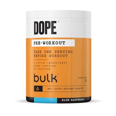 Bulk Polvere Pre-Workout Dope Blue Raspberry 3g Creatine per Serving 200mg Caffeine Citrulline Malate & Arginine AKG Beta-Alanine Energy, Focus & Performance 510g Supplement Bulk Polvere Pre-Workout Dope Blue Raspberry 3g Creatine per Serving 200mg Caffeine Citrulline Malate & Arginine AKG Beta-Alanine Energy, Focus & Performance 510g Supplement