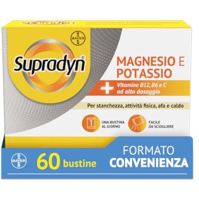 Supradyn Magnesio e Potassio, Integratore Stanchezza, Sali Minerali, 60 bst Afa, Caldo e Sport, Vitamine B + C, Acido Folico, Effervescente Gusto Arancia, Senza Glutine, Senza Zucchero, Scorta 2 Mesi Supradyn Magnesio e Potassio, Integratore Stanchezza, Sali Minerali, 60 bst Afa, Caldo e Sport, Vitamine B + C, Acido Folico, Effervescente Gusto Arancia, Senza Glutine, Senza Zucchero, Scorta 2 Mesi