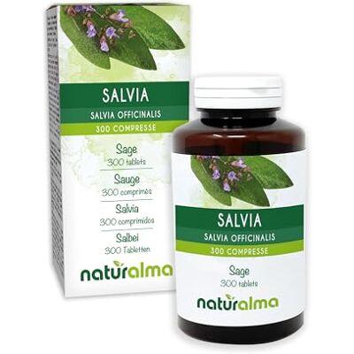 Naturalma Salvia (Salvia officinalis) foglie 150 g 300 compresse Integratore alimentare Naturale e Vegano Naturalma Salvia (Salvia officinalis) foglie 150 g 300 compresse Integratore alimentare Naturale e Vegano