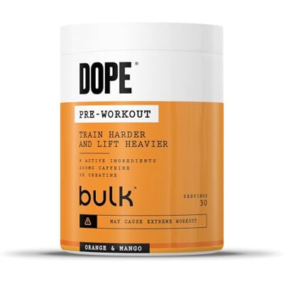 Bulk Polvere Pre-Workout Dope Arancia e Mango 3 g di creatina per porzione 200 mg di caffeina Citrullina malato e arginina AKG Beta-alanina Energia, concentrazione e prestazioni 510 g Bulk Polvere Pre-Workout Dope Arancia e Mango 3 g di creatina per porzione 200 mg di caffeina Citrullina malato e arginina AKG Beta-alanina Energia, concentrazione e prestazioni 510 g