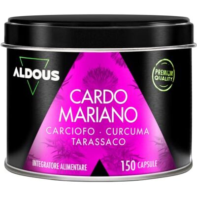 Aldous Bio Cardo Mariano 150 Capsule Tarassaco e Carciofo con Curcuma e Desmodio 80% di Silimarina Integratore Detox Fegato e Intestino Depurativo Fegato Gonfiore addominale Cardo Mariano Fegato Aldous Bio Cardo Mariano 150 Capsule Tarassaco e Carciofo con Curcuma e Desmodio 80% di Silimarina Integratore Detox Fegato e Intestino Depurativo Fegato Gonfiore addominale Cardo Mariano Fegato