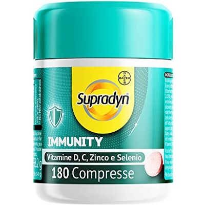 Supradyn Difese Immunity, Vitamine C D, Zinco, Sistema Immunitario, 180 cpr Vitamina C 200 mg, Selenio, Estratto Sambuco e Zenzero, Difese Immunitarie Adulti, Vegano, 1 al Giorno, Scorta 6 Mesi Supradyn Difese Immunity, Vitamine C D, Zinco, Sistema Immunitario, 180 cpr Vitamina C 200 mg, Selenio, Estratto Sambuco e Zenzero, Difese Immunitarie Adulti, Vegano, 1 al Giorno, Scorta 6 Mesi