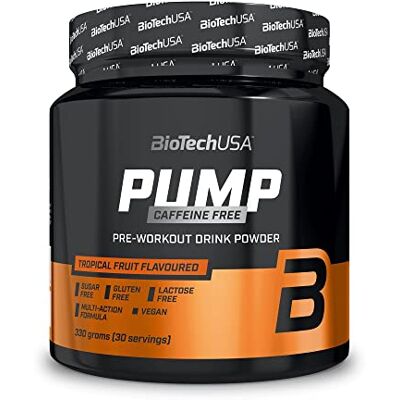 BioTechUSA Pump Caffeine Free pre-workout in polvere con aminoacidi Con citrullina, arginina e beta-alanina zero caffeina, zero zucchero 330 g, Frutti Tropicali BioTechUSA Pump Caffeine Free pre-workout in polvere con aminoacidi Con citrullina, arginina e beta-alanina zero caffeina, zero zucchero 330 g, Frutti Tropicali