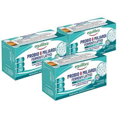 Equilibra Integratori Alimentari, Probio 8 Miliardi, Integratore con Fermenti Lattici e Vitamine con Niacina e Vitamina D3 per l'Equilibrio della Flora Batterica Intestinale, 3 Pezzi da 10 Flaconi Equilibra Integratori Alimentari, Probio 8 Miliardi, Integratore con Fermenti Lattici e Vitamine con Niacina e Vitamina D3 per l'Equilibrio della Flora Batterica Intestinale, 3 Pezzi da 10 Flaconi