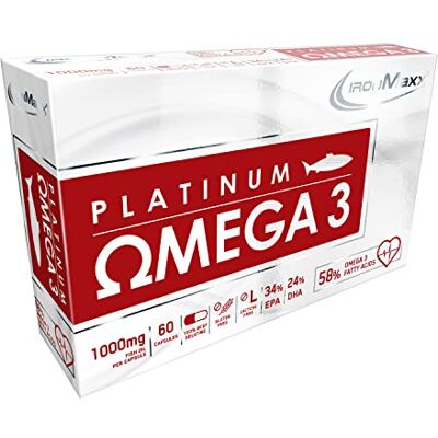 IronMaxx Platinum Omega 3 Platino Omega 3 capsule di olio di pesce alta dose 60 capsule (1 confezione) IronMaxx Platinum Omega 3 Platino Omega 3 capsule di olio di pesce alta dose 60 capsule (1 confezione)