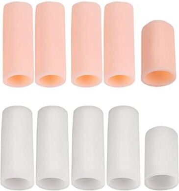 Generic 10 Tappi per Dita in Gel di Silicone, Coperture, Maniche, Tubi, Bianco Pelle, 5 cm