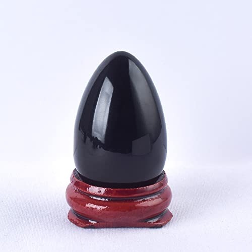 BABUUN Uovo Yoni di ossidiana nera senza foro, palla da massaggio for esercizi di kegel con base in legno, 45 x 30 mm raccolta domiciliare (Color : 40x25 Mm)
