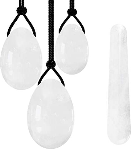 BABUUN Set di uova di giada bianca Set di sfere di cristallo con bacchetta for esercizi di Kegel, bastone da massaggio di serraggio, set di non trapano senza scatola raccolta domiciliare (Color : Drilled Se