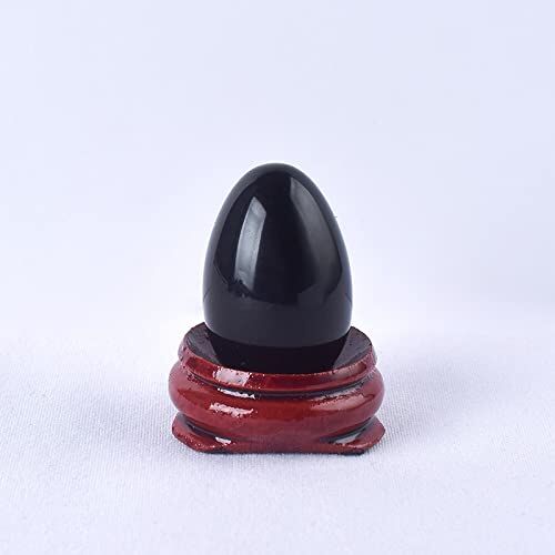 BABUUN Uovo Yoni di ossidiana nera senza foro, palla da massaggio for esercizi di kegel con base in legno, 45 x 30 mm raccolta domiciliare (Color : 30x20 Mm)