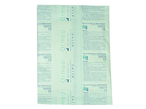 GIMA Ormed Garza Idrofila per Medicazione, Sterile, per Medicare, Tamponare e Proteggere le Ferite, 100% Puro Cotone Idrofilo Tipo 20, 12/8 fili cm2, Misura 20x20 cm, 100 bustine da 25 garze cad