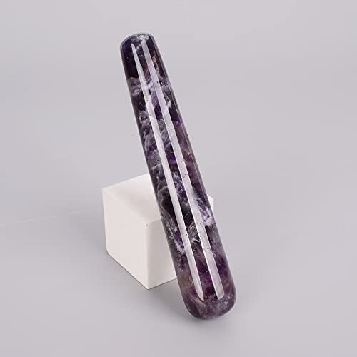 BABUUN Massaggio in pietra naturale Penna al quarzo in cristallo Gua Sha Yoni Bacchetta Strumento di bellezza 110 mm, opalite raccolta domiciliare (Color : Amethyst)