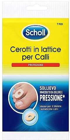 Scholl Cerotti In Lattice per Calli, Protezione, Sollievo Immediato da dolore e Pressione 9 Cerotti