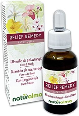 Naturalma Relief remedy (Rimedio di salvataggio) Fiori di Bach    n. 39   Gocce 30 ml   Estratto liquido analcoolico   Essenza floreale   Vegano e Senza alcol