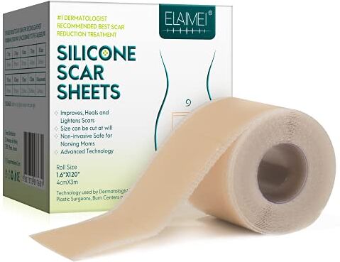 Zodenis Cerotti Silicone Cicatrici,Fogli in Silicone per la Rimozione di Cicatrici, Ammorbidire Appiattisce Cicatrici Chirurgia, Lesioni, Ustioni, Acne, Taglio Cesareo, 4X300cm