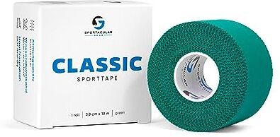 Sportacular Gear Sporttape Classic 3,8 cm x 10 m, diversi colori e quantità, nastro rigido non elastico, impermeabile, delicato sulla pelle, cotone (1 rotolo, verde)