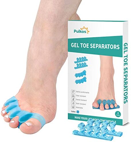 Puikos Confezione da 4 separatori per dita Alluce valgo Distanziatori per dita Correttore per borsite Correzione per dita universali Dita per pedicure Smalto per unghie (blu)