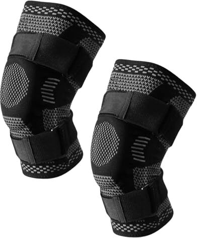 Generico Ginocchiere sportive, manica a compressione per ginocchio,Bretelle protettive imbottite per ginocchia e gambe traspiranti e imbottite 1 paio di ginocchiere sportive elastiche antiscivolo