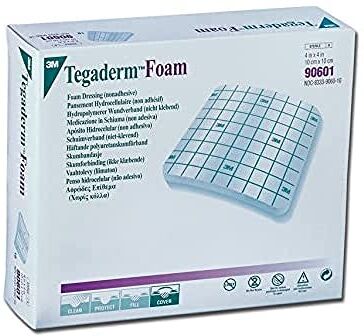 3M Tegaderm Foam cm 10x10 Medicazione non adesiva in schiuma di poliuretano, Confezione 10 Pezzi