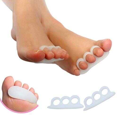 Generic [4 pz] Raddrizza Dita Dei Piedi, Cuscinetti a Sollievo Per Sovrapposizione Toes separates-Dita Incrociate e Più & di Dita a Martello & Toe Artiglio Alluce Valgo Correttore (3 fori bianco)