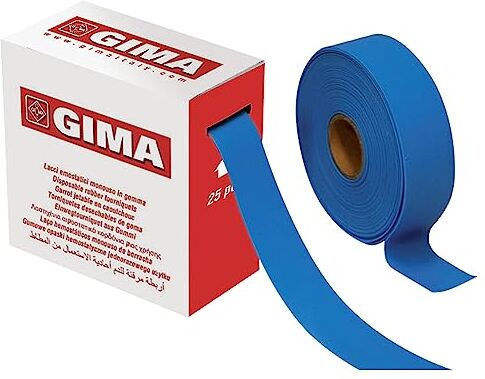 GIMA Laccio Emostatico a Nastro Monouso Stile B, Latex Free, in TPE con Superficie Punteggiata, Blu, Misura 45 x 2.5 cm, in Confezione da 25 Pz,