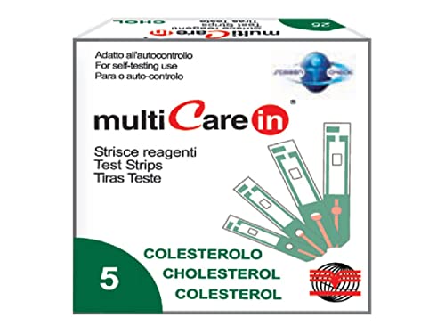 GIMA Strisce Reagenti per la Determinazione della Concentrazione del Colesterolo da usare con MultiCare In confezione da 5 strisce