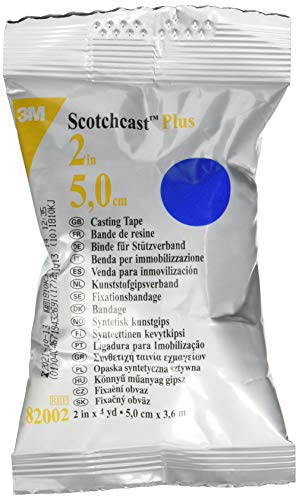 3M Scotchcast Plus, Benda in Fibra di Vetro con Resina Poliuretanica Attivabile con Acqua, Leggera, Resistente, Traspirante, Colore Blu, Misura 5 cm x 3.65 m, confezione da 10 unità