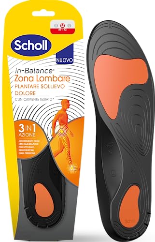 Scholl In-Balance Zona Lombare Plantare Sollievo Dolore, Lombalgia, con Gel Ammortizzante a Doppio Strato con Supporto Flessibile, Taglia M (40-42), 1 Paio