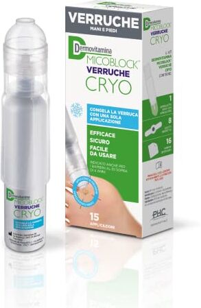 Dermovitamina Micoblock Verruche Cryo Verruche Rimozione -Per le verruche comuni e plantari su mani e piedi Con un effetto crioterapia 38 ml