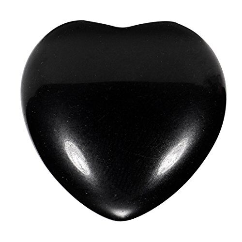 Morella Portafortuna a forma di cuore gemma pietre preziose Opsidian 3 cm in un sacchetto di velluto