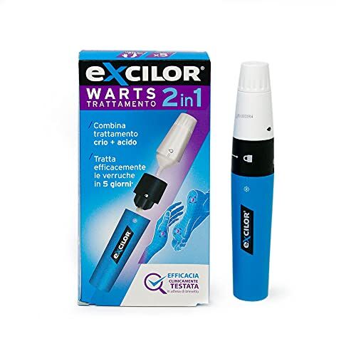 Excilor Warts Trattamento 2 in 1 elimina le Verruche di mani e piedi in soli 5 giorni azione combinata di Crioterapia e Acido Tricloroacetico in gel