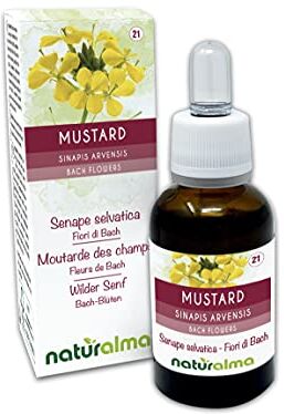 Naturalma Mustard o senape selvatica (Sinapis arvensis) Fiori di Bach    n. 21   Gocce 30 ml   Estratto liquido analcoolico   Essenza floreale   Vegano e Senza alcol