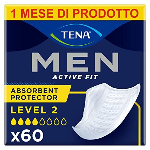 TENA MEN livello di protezione 2, Pacco Scorta Mensile Protezioni assorbenti specifici per perdite urinarie maschili, discreti e confortevoli, 60 protezioni
