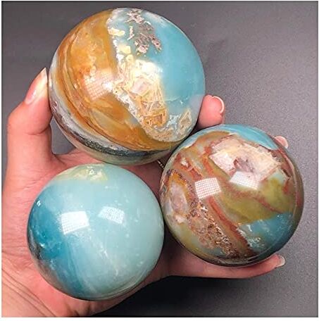 LABDIP decorazione della stanza Pietre di cristalli naturali feng Shui artigianato popolare blu caraibico calcite sfera di cristallo sfera + base (Size : 700g)