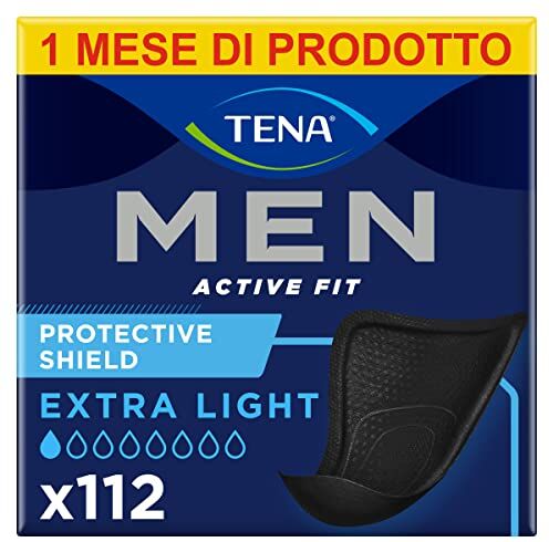 TENA MEN Protective Shield Pacco Scorta Mensile Scudi protettivi per perdite urinarie maschili, discreti e confortevoli, Level 0, 8 conf. x 14 scudi