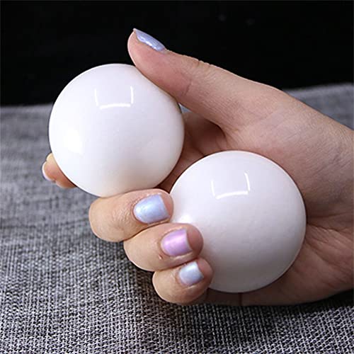 LABDIP raccolta domiciliare 1Pair 50mm Giada Naturale Baoding Palla Fitness Pallamano Sfera di Quarzo Rilassamento Polso della Mano Esercizio Massaggio Pietra decorazione della stanza (Color : White Jade)