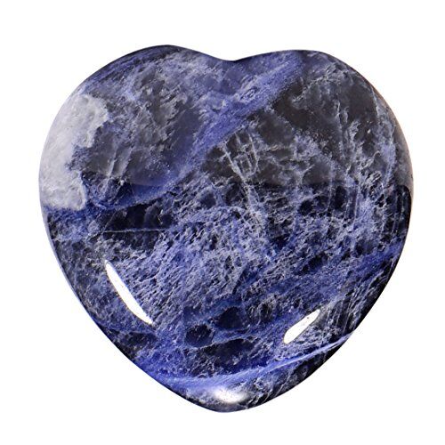 Morella Portafortuna a forma di cuore gemma pietre preziose Sodalita africana 3 cm in un sacchetto di velluto
