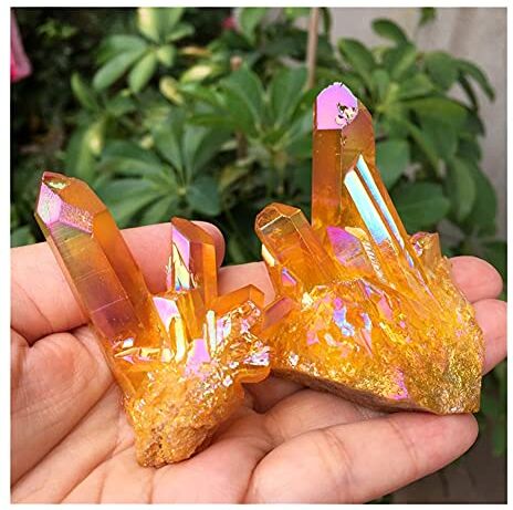 LABDIP decorazione della stanza Stone Crafts Aura Crystal Cluster Angel Aura Titanium Quartz Crystal Splendido campione di arcobaleno Reiki (Size : 70-80g)